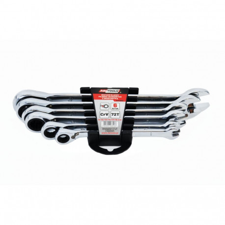 AW RATCHET OPEN-END WRENCH SET 6 pcs 8-19mm WITH SWITCH