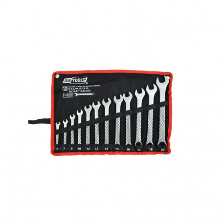 AWTOOLS OPEN-END WRENCH SET 12 pcs /6mm-22mm/ BLACK LINE