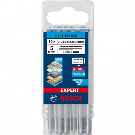 EXPERT CYL-9 MultiConstruction Bohrer, Ø 5mm, 10 Stück (Arbeitslänge 50mm)
