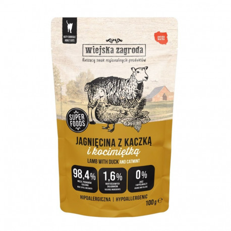 Pet Food - WIEJSKA ZAGRODA Lamb Duck Catnip Wet Food for Cats 100g