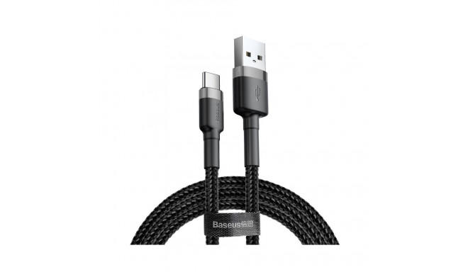 Kaabel USB 2.0, A pistik - USB C pistik, 2 m, QC3.0 nailoniga põimitud, Cafule BASEUS