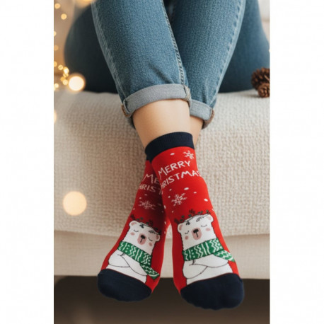 SOKISAHTEL MERLY punased jääkaruga puuvillased jõulusokid 444
