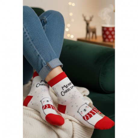 SOKISAHTEL MERLY valged karudega puuvillased jõulusokid 444