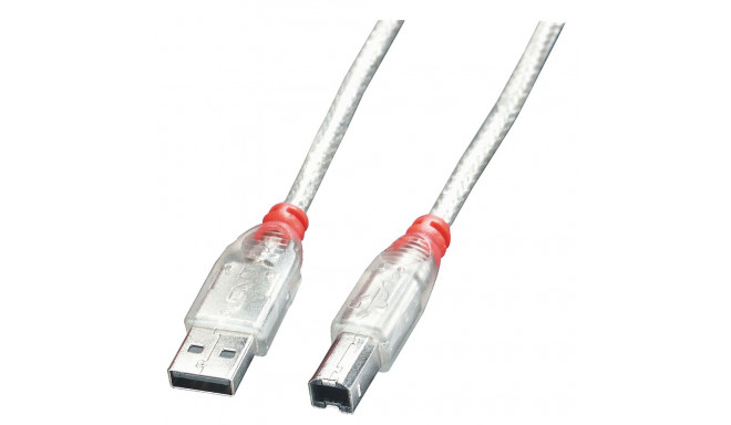USB 2.0 Cable Type A/B, transparent, 0.2m