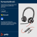HP Poly Blackwire 8225 stereo USB-C peakkomplekt + USB-C/A adapter