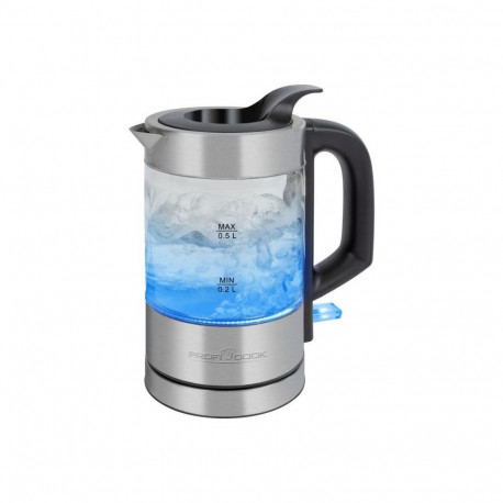 ProfiCook PC-WKS 1228 G electric kettle 0.5 L 1100 W Stainless steel, Transparent