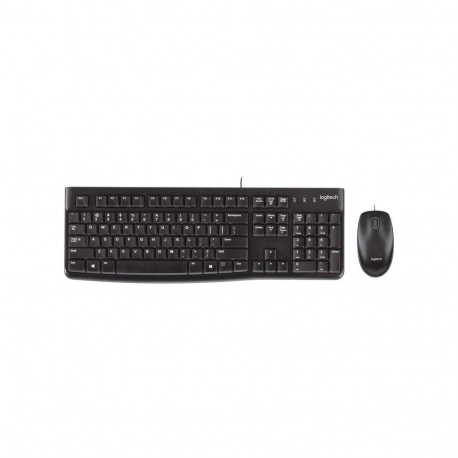 Keyboard and Mouse Set - Logitech Desktop MK120 Wired USB Keyboard and Mouse Black