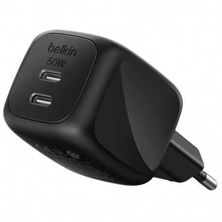 Belkin laadija WCH019kqBK 2× USB-C 50W PD + PPS, must