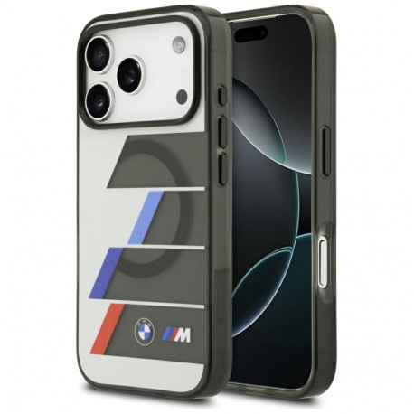 BMW BMW M IML Metal Buttons Tricolor Lines MagSafe Case for iPhone 17 Pro - Gray