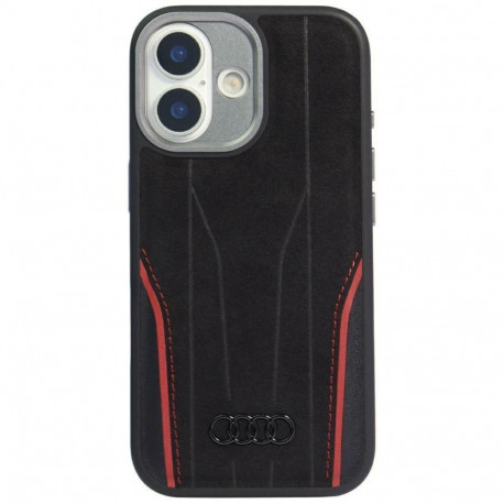 Audi Audi R8 Genuine Leather MagSafe Case for iPhone 17 - Black and Red