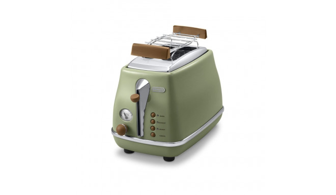 DELONGHI Icona Vintage Toaster CTOV 2103.GR 900W, Stainless steel, Crumb tray, Defrost, Green