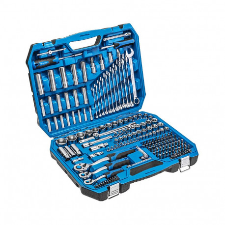 Hogert HT1R444 tööriistakomplekt, 222 tk, 1/4", 3/8", 1/2", 72 hammast, CrV/CrMo teras, kohver