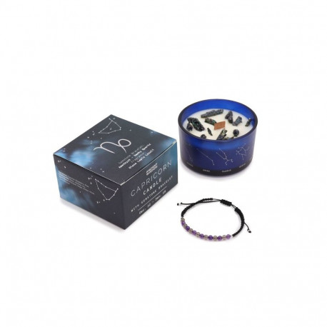 Home Decor - Ancient Wisdom Zodiac Crystal Candle with Amethyst Bracelet Ožiaragis
