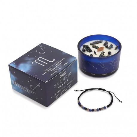 Candle and Bracelet - Ancient Wisdom Zodiac Crystal Candle Scorpion with Gemstone