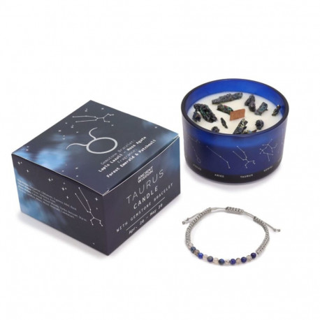 Candle Set - Ancient Wisdom Zodiac Crystal Taurus with Gemstone Bracelet