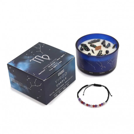 Candle Set - Ancient Wisdom Zodiac Crystal Candle with Gemstone Bracelet