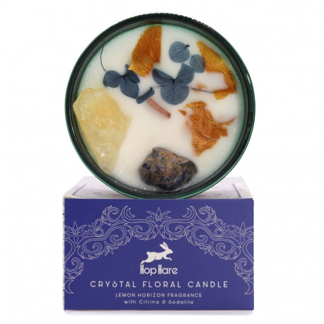Home Fragrance - Hop Hare Crystal Floral Candle 22h Burn Time Dark Green