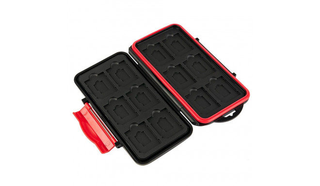 Memory Card Case - MITOYA Organizer for 12 SD & 12 microSD Cards Red