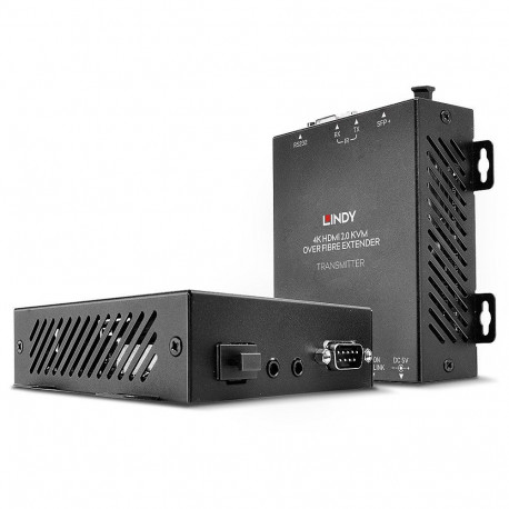 KVM Extender - LINDY Fibre Optic HDMI 4K60, USB, IR & RS232 KVM Extender, 300 m, Black