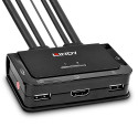 KVM Switch - LINDY 2 Port HDMI 4K30, USB 2.0 Audio KVM Switch, Black