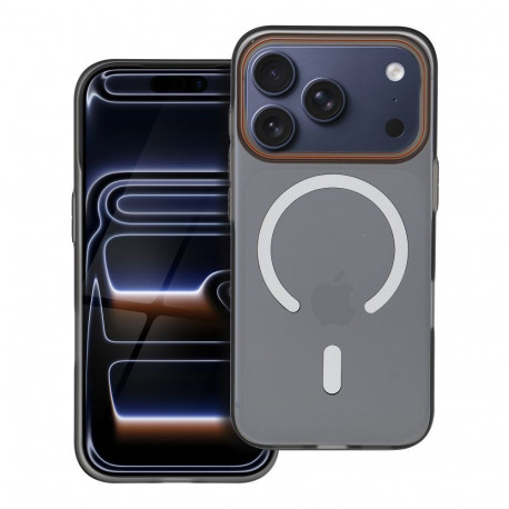 Case for iPhone 17 Go Orange compatible with MagSafe black