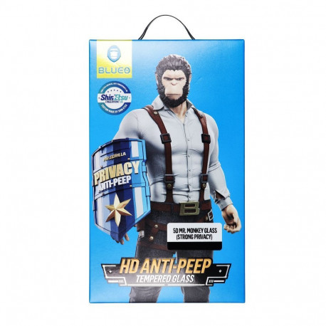 5D Mr. Monkey Glass - Apple iPhone XR / 11 black (Anti-Peep Strong Privacy)