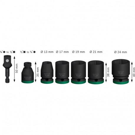 PRO Impact Steckschlüsseleinsatz-Set 1/2", 7-teilig (schwarz, Standard)