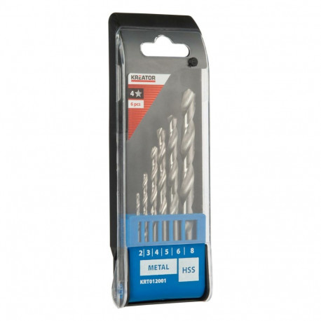 Puuride HSS komplekt metallile 2, 3, 4, 5, 6, 8mm 6 tk. KRT012001 LOOJA