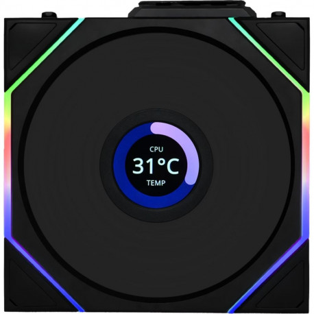 Lian Li juhtmevaba LCD ventilaator UNI FAN TL 120 12TLLCD1W1B, must