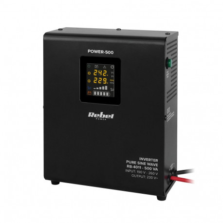 Rebel ups POWER-500 seinale paigaldatav puhta siinuslainega inverter ja laadimisfunktsiooniga 12V 23