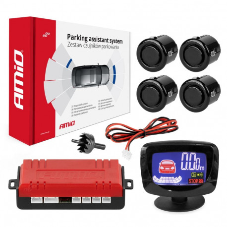 Parkimisandurite komplekt tagurdusandurid led ekraan 4 andurit mustad kuldsed 18 mm amio-01578