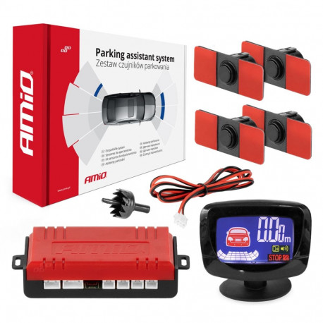 Parkimisandurite komplekt tagurdusandurid led ekraan 4 andurit mustad sisemised 16,5 mm amio-02257