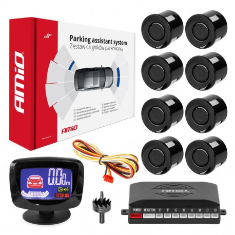 Parkimisandurite komplekt tagurdusandurid LED ekraan 8 andurit must amio-01559