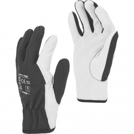 Rękawice ze skóry czarne l272210p, 12 par, "10", ce, lahti