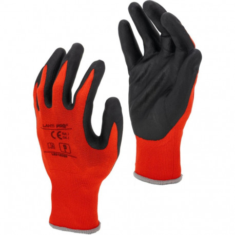 Rękawice nitr. czerw.-czar. l221211p, karta, "11", ce, lahti