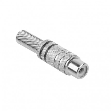 Gniazdo RCA nikiel 2 paski na kabel czarne (50 tk.)