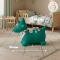 Skoczek gumowy dla dzieci DINO 59 cm zielony z bandaną do skakania z pompką