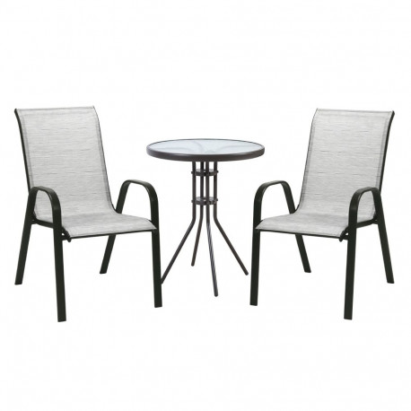 Garden furniture set DUBLIN table and 2 chairs, silver grey