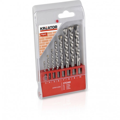 KREATOR KRT012202, kivipuuride komplekt, 8 tk, Ø3-10mm, karbiidotsik