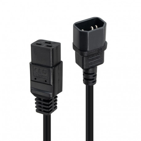 Power Extension Cable - LINDY Mains Extension Cable IEC C14 to C19 10A/250V 1 m Black