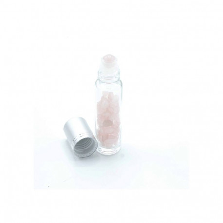 Crystal Bottle - Rose Quartz 12x3x3 cm Silver Cap