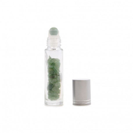 Crystal Bottle - Aventurine Natural Gemstones Silver-Colored Cap 12x3x3 cm