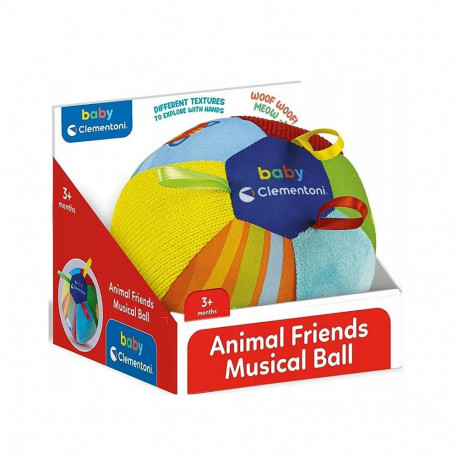 Clementoni 17475 muusikaline värviline pehme loomade pall