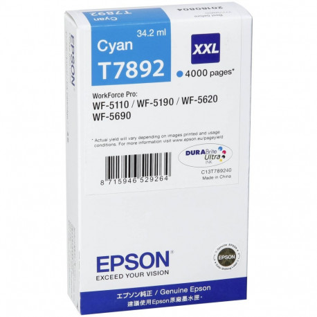 Epson T7892 XXL -tindikassett, tsüaan
