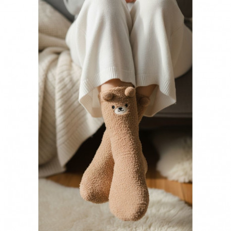 SOKISAHTEL STELLA helepruunid pehmed karuga sokid 444