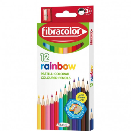 Värvipliiats Fibracolor Rainbow 12 värvi + 1 auguga teritaja