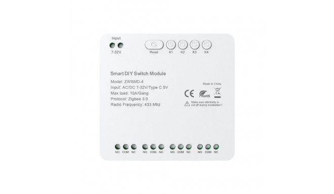 4-channel ZigBee switch module with voltage-free DC 32V contact Avatto ZWSMMD-4-32V