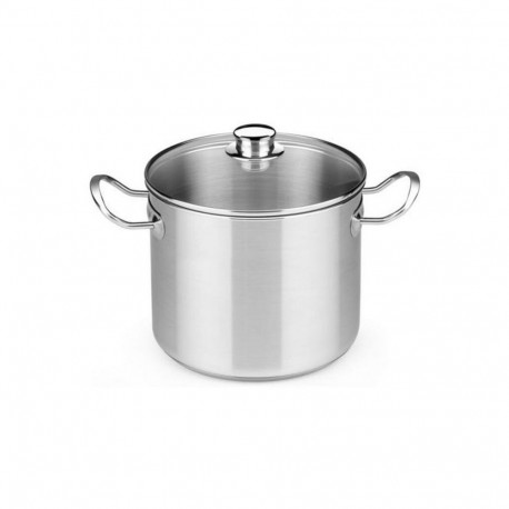 Pot with Glass Lid BRA A343936 10,5 L Steel Stainless steel Stainless steel 18/10