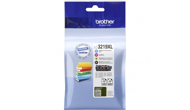 BROTHER LC-3219XLVAL CMYK INK CARTRIDGES MULTIPACK, CMY - 1,500P, BK - 3,000P