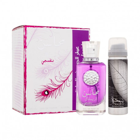 Lattafa Mahasin Crystal Violet Eau de Parfum (100ml) (Edp 100 ml + Deodorant 75 ml)